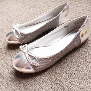 Lane Bryant Silver Ballet Flats Dress Shoes Size 9 W With Bow